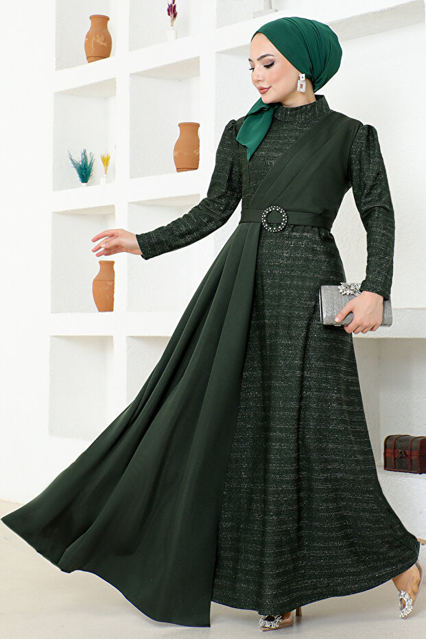 Khaki Glitter Evening Dress - ASM2538 Model