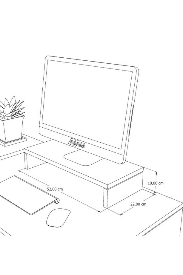 Kula Ekran Monitor Stant Altı Altlığı Organizer Stand Yükseltici Sehpa Siyah - 5