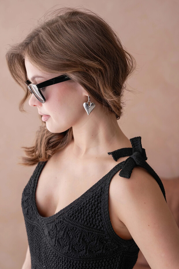 فستان طويل مبطن بنمط مخرم - 1