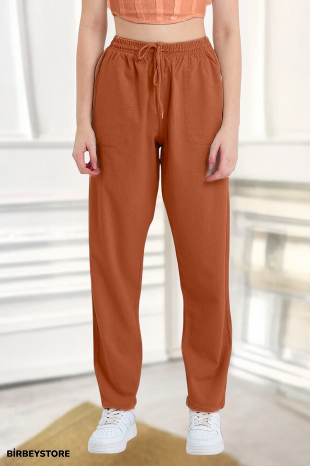 Linen Trousers Hambez Bottom Sweatpants Comfortable Fit Large Size Hambeze Unisex Relaxed Size Range M-6Xl (Brown)