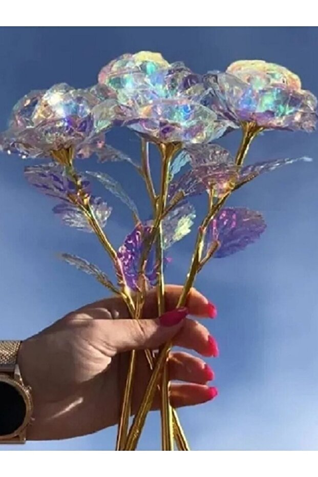 6 Pcs Infinity Rose Galaxy Vase Flower Hologram Gift For Lover Special Occasion Gift