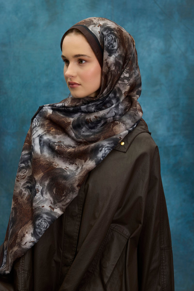 Rosa Pattern Soft Shawl Caramel - 2