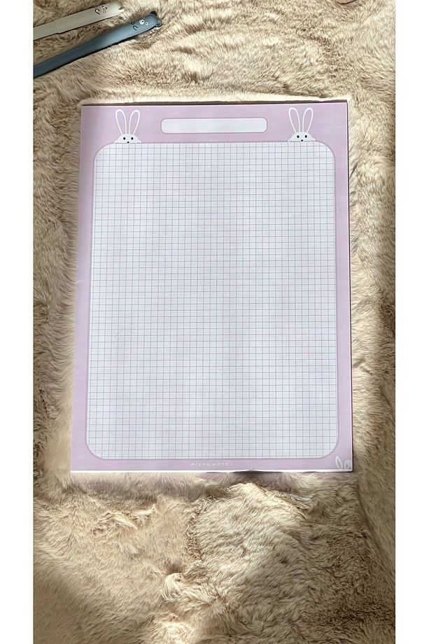 A4 Lila Tavşan Desenli Notepad - Not Defteri - Bloknot (KARELİ) - 3