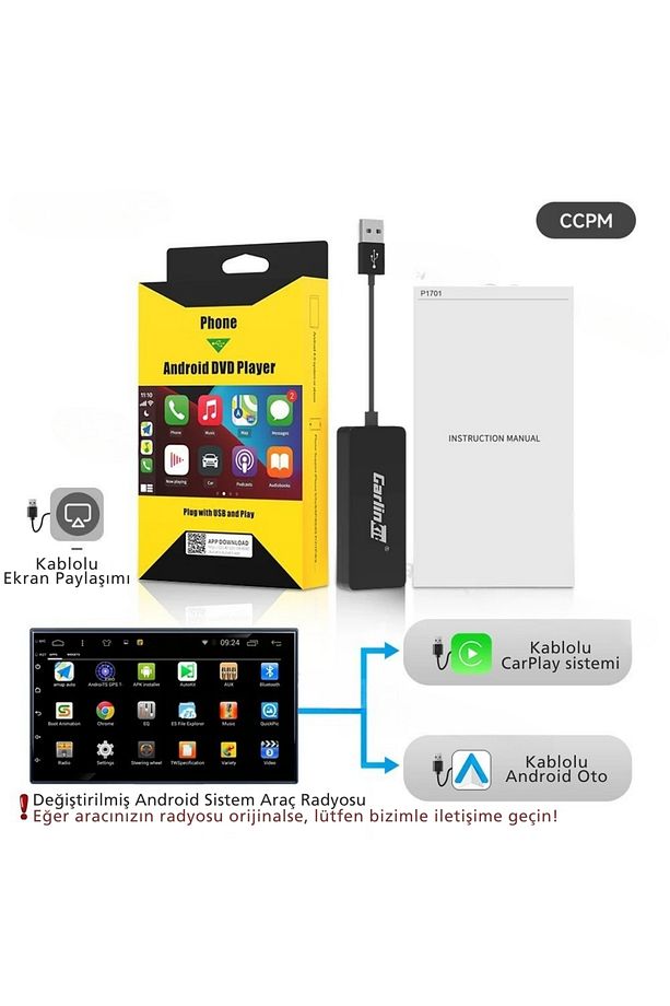 Carlinkit Multimedya Carplay Dönüştürücü CarPlay & Android Auto Apple-Android Head Unit - 5
