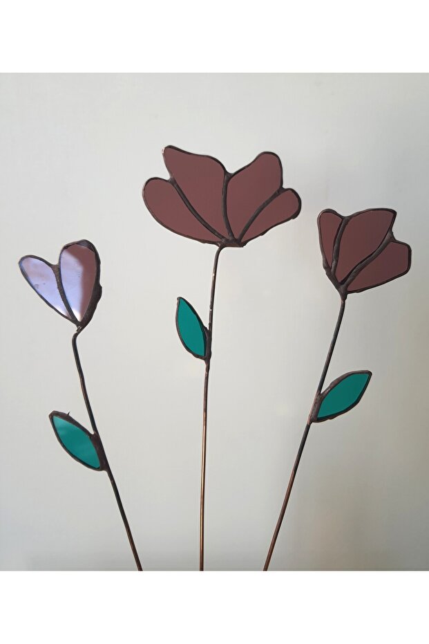 3 lü modern vitray çiçek - 2