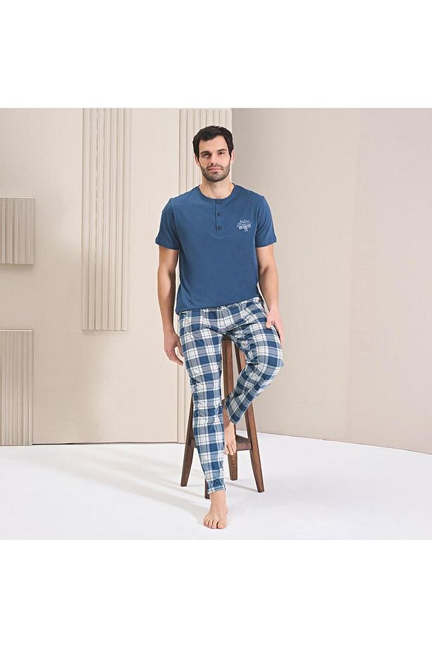 Over Sleep 1751 Erkek Süprem Uzun Kol Dört Mevsim Pijama Takım - 1