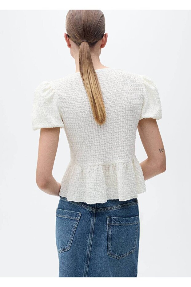 Strukturierte Bluse mit Bindeband - 4