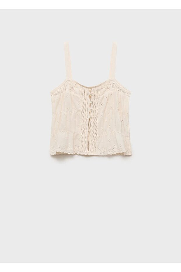 Combined Blouse with Openwork Details - 3