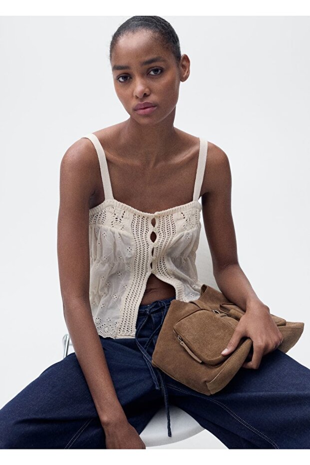 Combined Blouse with Openwork Details - 6