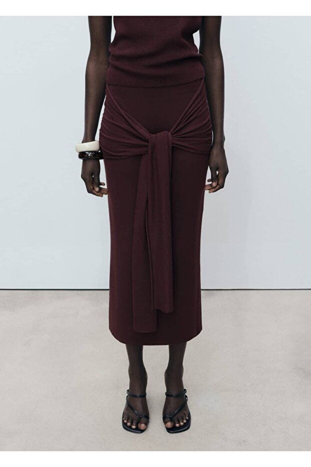 Düğüm detaylı triko etek - 1