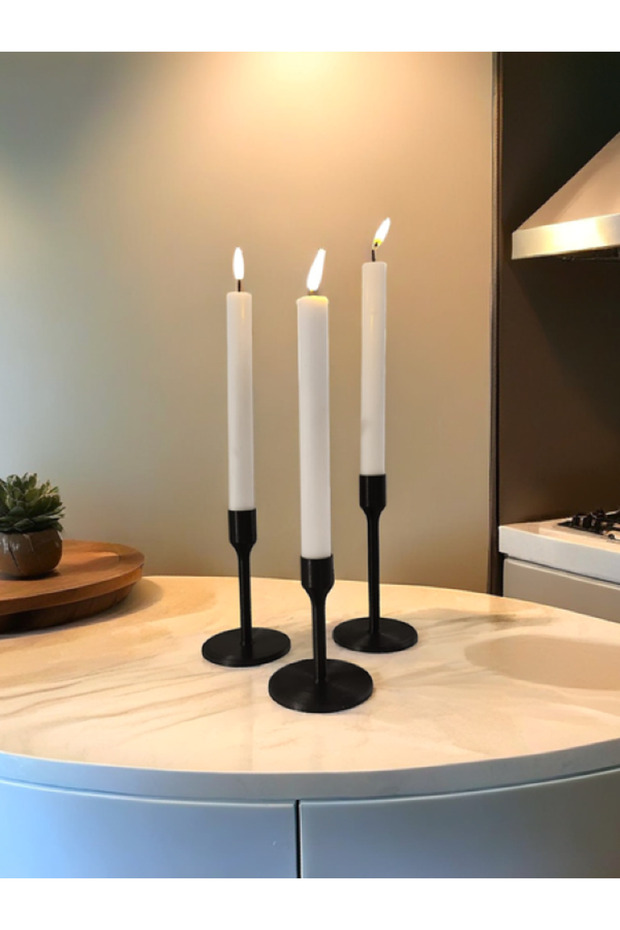 Modern 3'lü Şamdan Mumluk - 5