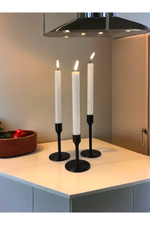 Modern 3'lü Şamdan Mumluk - 3