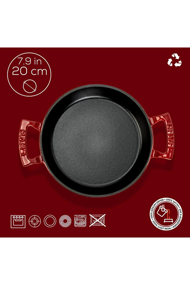Cast Round Sahan Cast Iron Solid Double Handle Diameter(Ø)20cm - 4