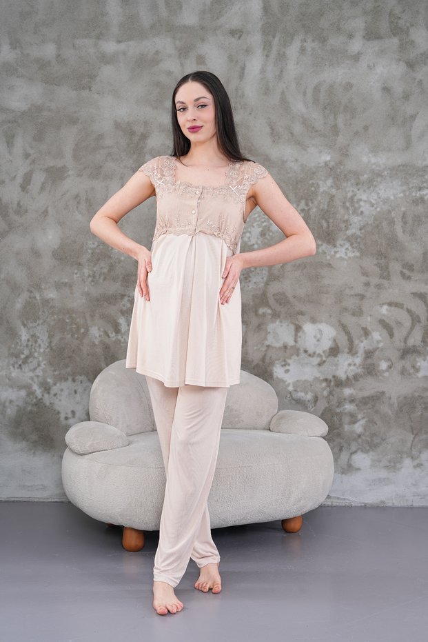Women's Mink Lace Summer Special Design Cotton Maternity Maternity Pajama Set