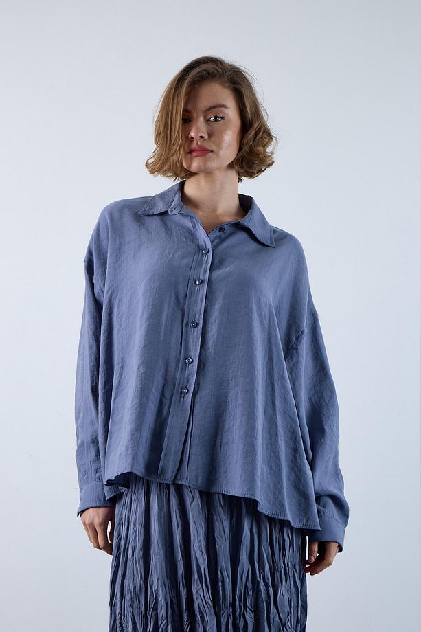 Düşük Omuzlu Oversize Gömlek - 2