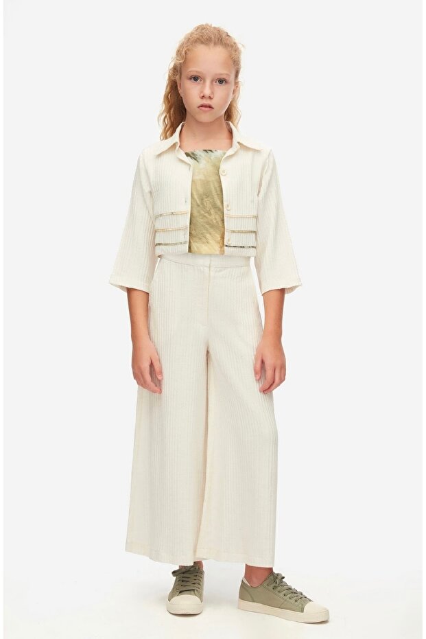 Limi Girl Soft Texture Shirt Coat Loose Pants 2-Piece Suit