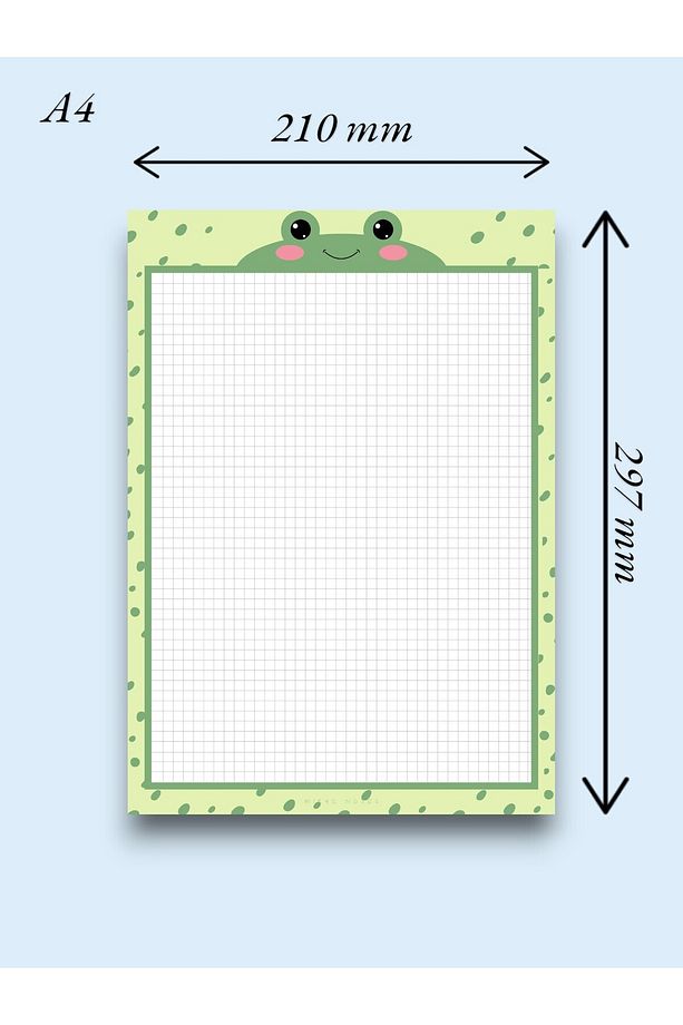Kurbağa Desenli 2'li Set (A4-A5) Notepad - Not Defteri - Bloknot (KARELİ) - 3