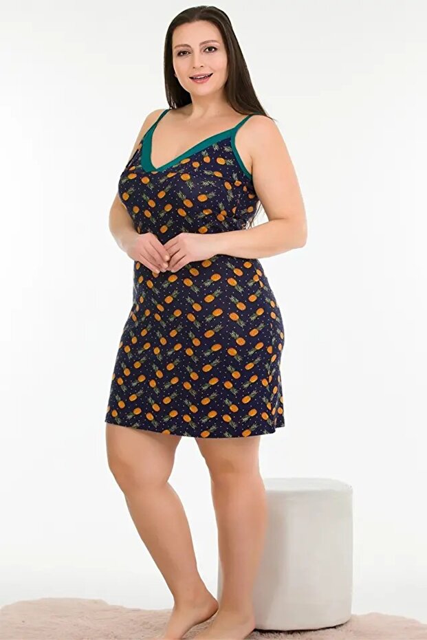 Pineapple Pattern Plus Size Nightgown - 1