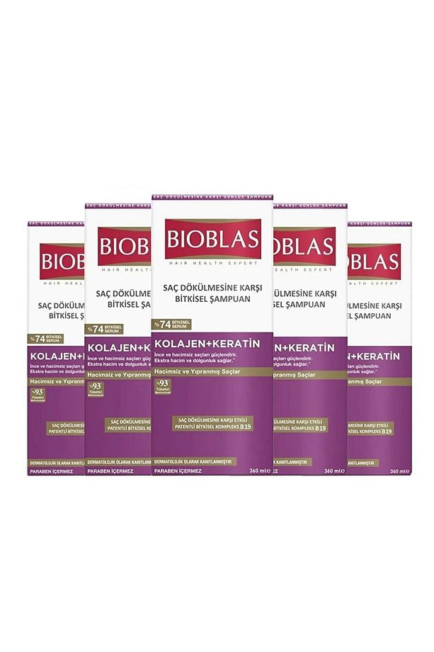 Kolajen & Keratin Saç Dökülmesine Karşı Bitkisel Şampuan 360 ml 5 Adet - 2