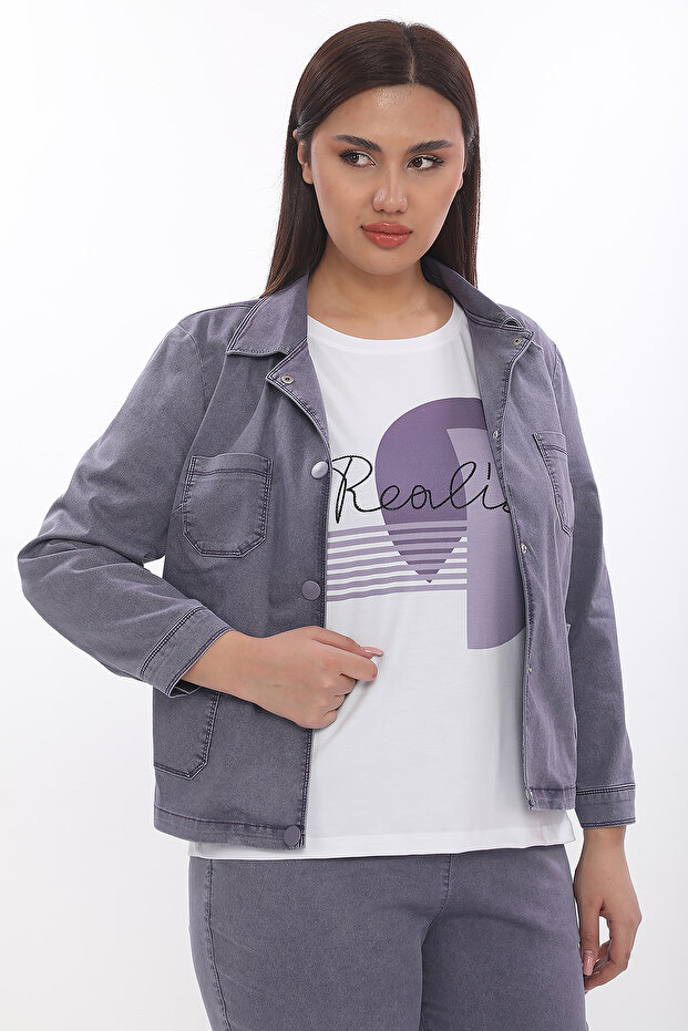 Kadın Üçlü Takım Ceket Pantolon Tshirt - 6