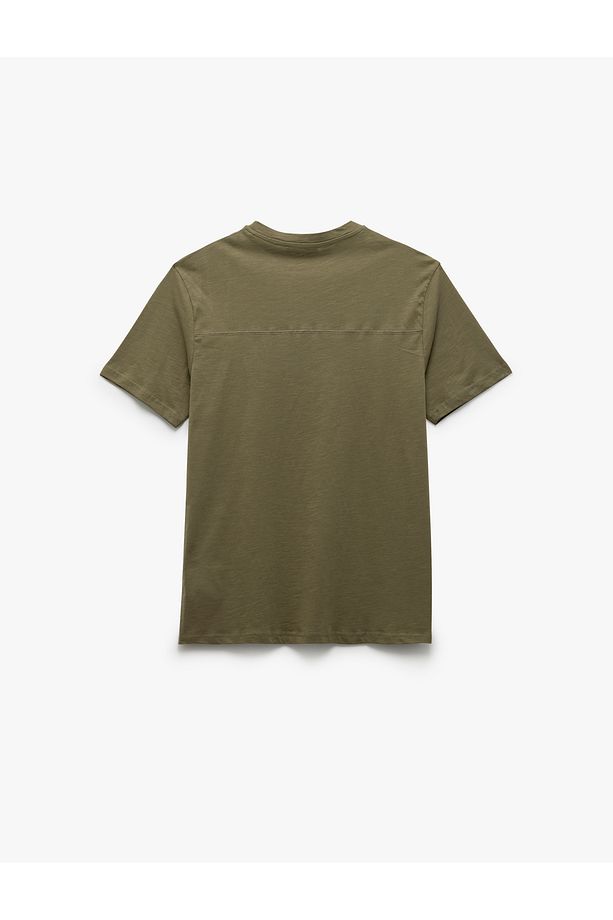 Kısa Kollu Pamuklu Bisiklet Yaka Basic Slim Fit Tişört - 2