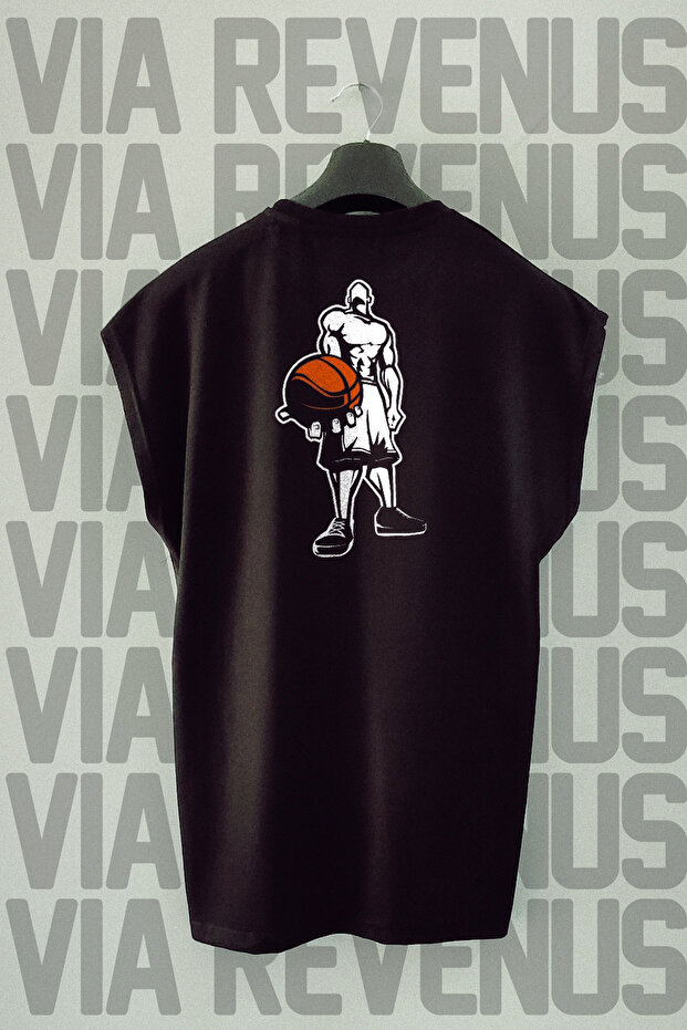 Basketball Back Printed Zero Sleeve Crew Neck Sports Tshirt