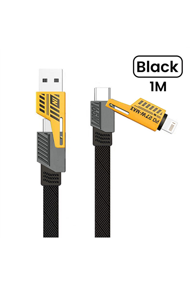 4 in 1 Convertible Metal Fast Data Charging Cable, Multi Charging Cable (1 Meter)