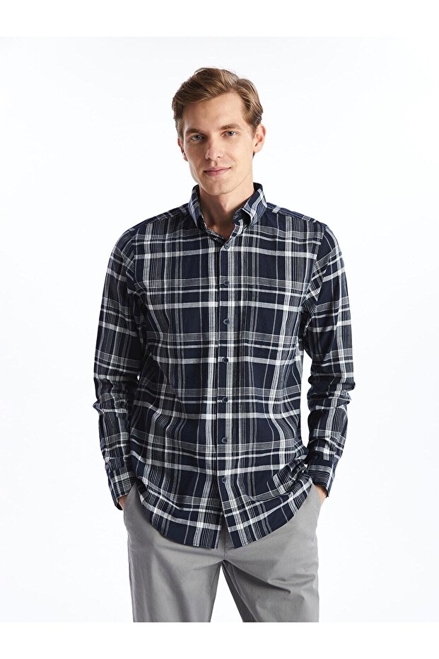 LCWAIKIKI Classic  Regular Fit Uzun Kollu Ekose Erkek Gömlek - 1