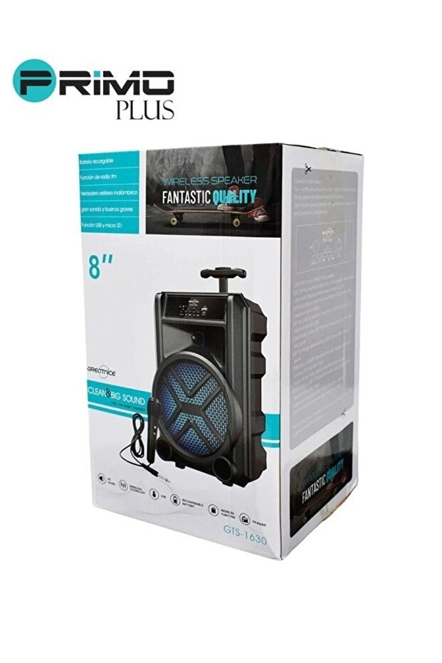 Wireless Bluetooth Speaker, Stereo Sound, FM Radio, TF Memory, USB Input, Mic Input rechargeable - 6