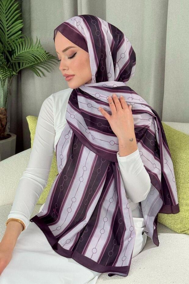 شال بنمط مخطط البرقوق - 1