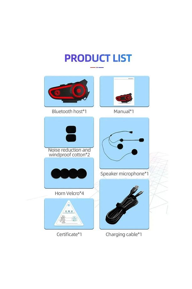 Motosiklet Kask Kulaklık Bluetooth Intercom Rgb Işıklı Motorsiklet Interkom - 8