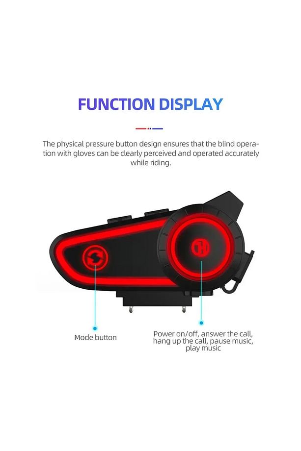 Motosiklet Kask Kulaklık Bluetooth Intercom Rgb Işıklı Motorsiklet Interkom - 4