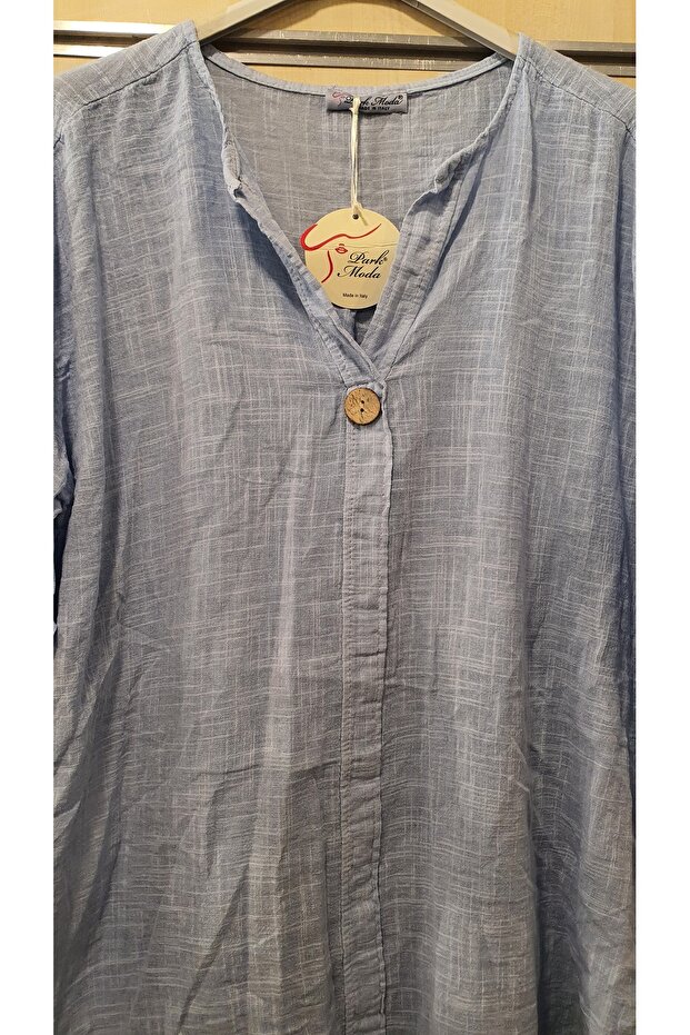 Plain Pattern Italian Blouse Single Button - 3