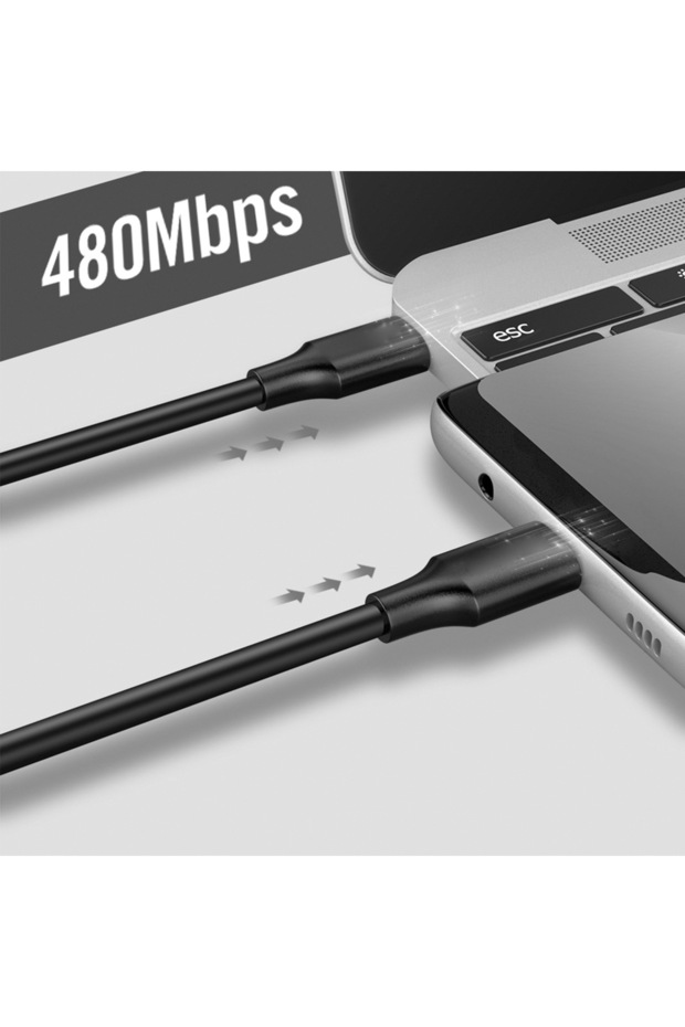 كيبل تايب سي تايب سي اسود شحن سريع 2متر - 4