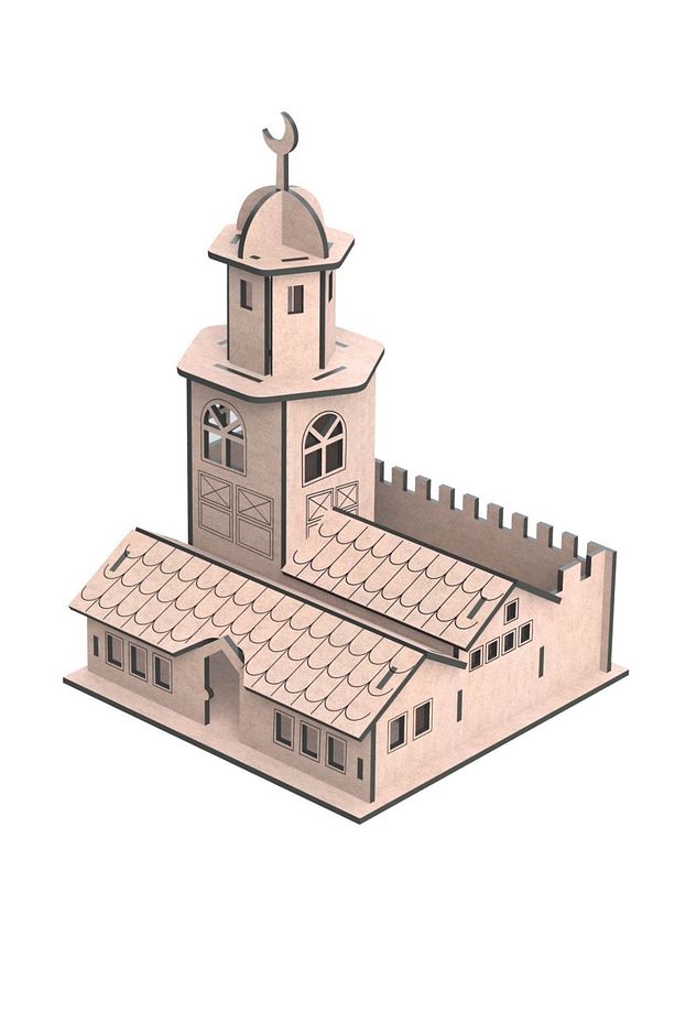 3d Büyük Boy Ahşap Kız Kulesi Maketi Boyanabilir Maket - 3
