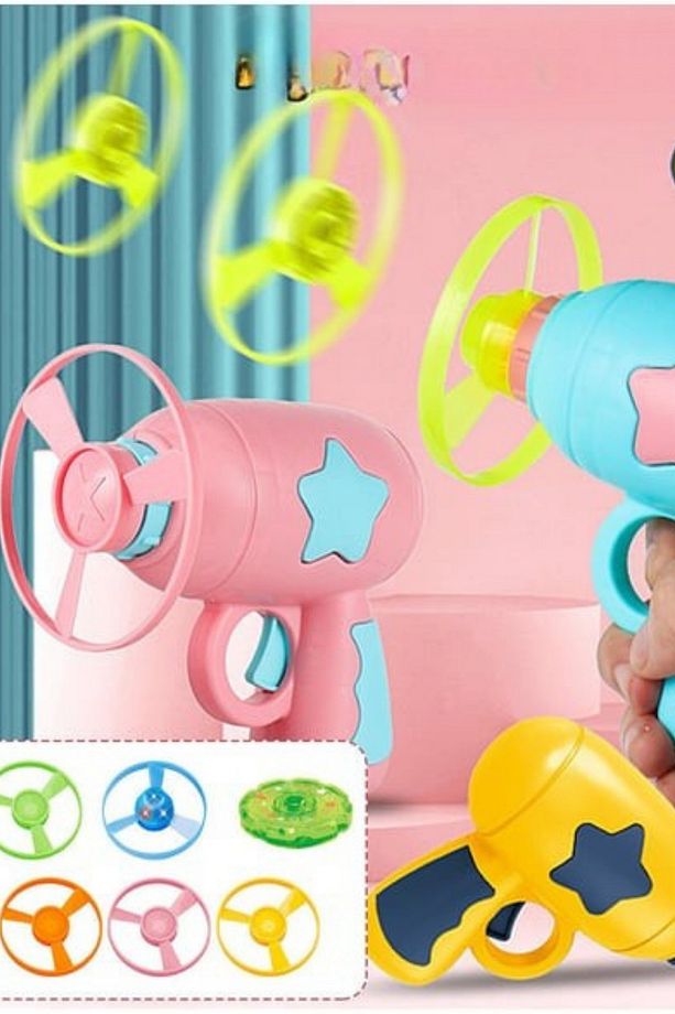 Mini Uçan Disk Uçan daire Tabancası Frizbi Disk Fırlatma Yakalama Kedi Oyuncağı Uçan Pervane Oyuncak - 4
