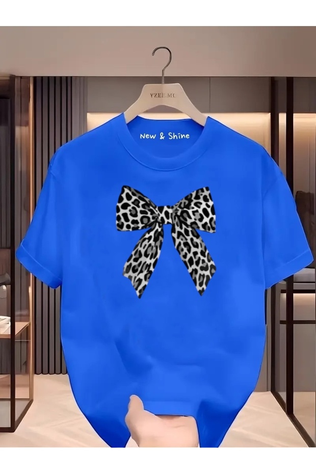 Bow Leopard Printed Oversize T-Shirt
