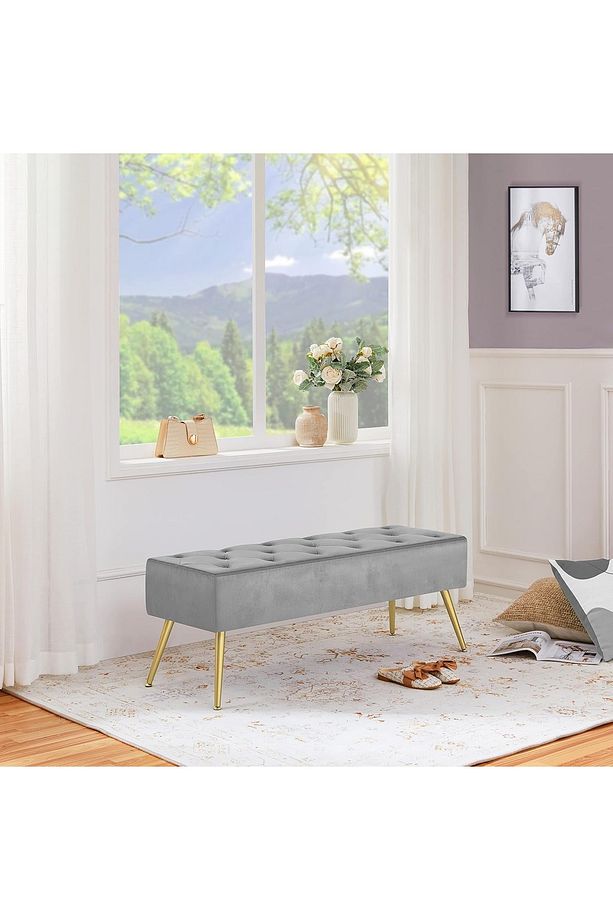 Lola Bench Retro Ahşap Ayak Dekoratif Çok Amaçlı Ayak Ucu Puf Bench - 1
