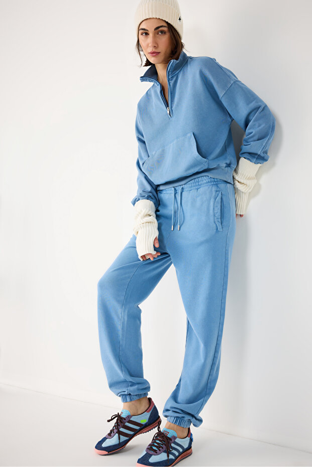 Faded Effect Cotton Jogger Sweatpants