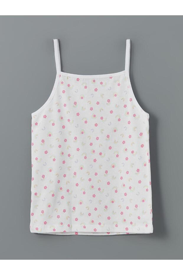 LCW Kids  Kare Yaka Çiçekli Kız Çocuk Atlet 2'li - 5