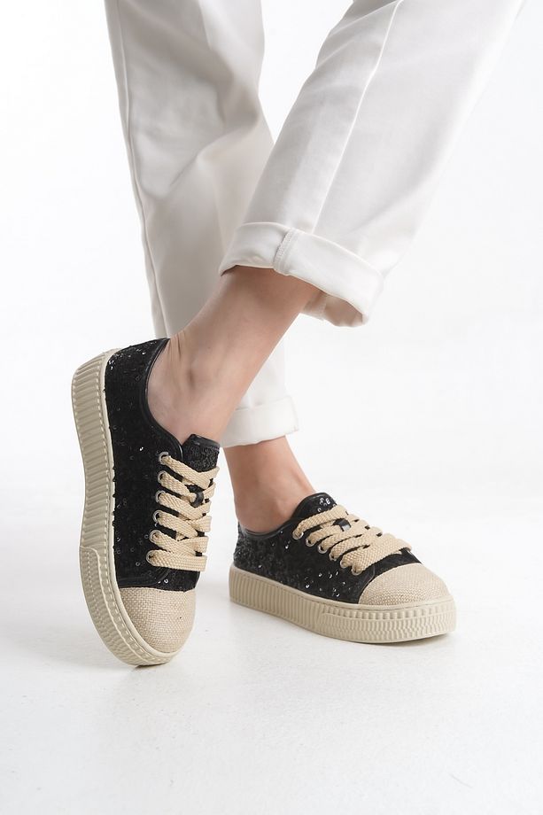 Kadın Yüksek Taban Bağcıklı Günlük Loafer Ayakkabı Eden - 4