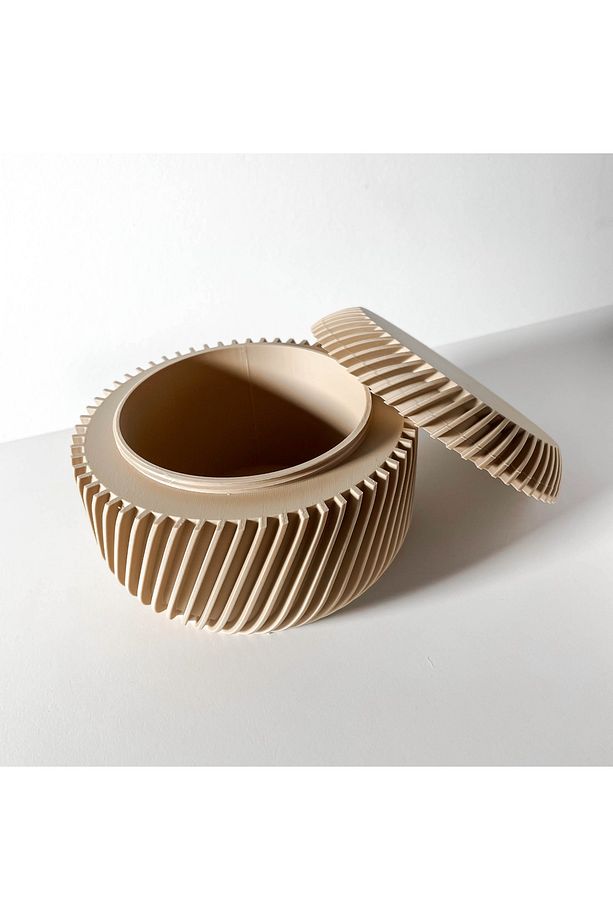 Velora | 14x14x10 cm Spiral Desenli Kapaklı Saklama Kutusu – Modern Storage Container - 2