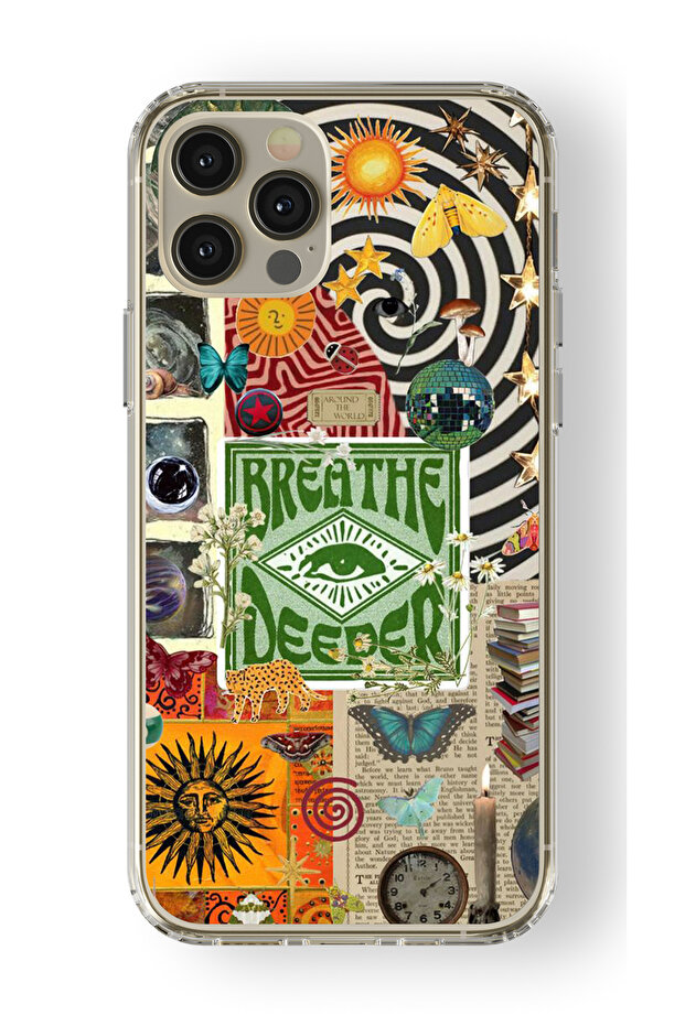 حافظة شفافة مطبوعة بتصميم Breathe Deeper متوافقة مع هاتف iPhone 16 Pro Max - 1