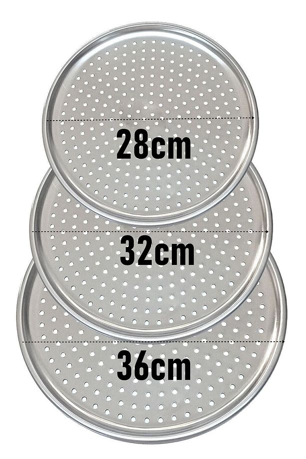 Delikli Pizza Lahmacun Tepsisi Çelik 28-32-36 CM 3 lü SET 721569 - 2