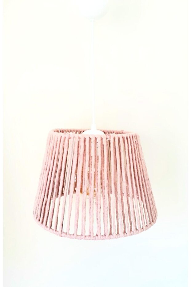 Pembe Makrome Ip Sargılı Sarkıt Avize - 1