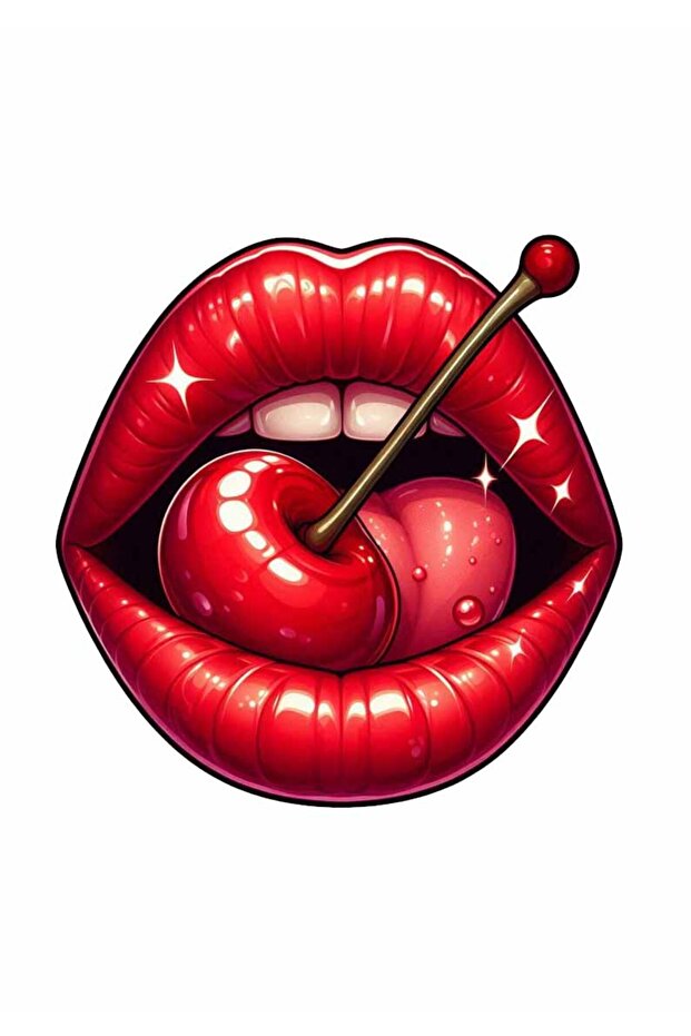 Cherry Red Lip Sticker Car, Motorcycle, Helmet, Laptop, Glass Sticker 13X13 cm