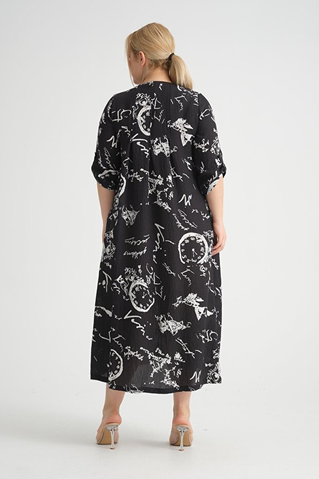 23055-1 SIYAH ELBISE - 4