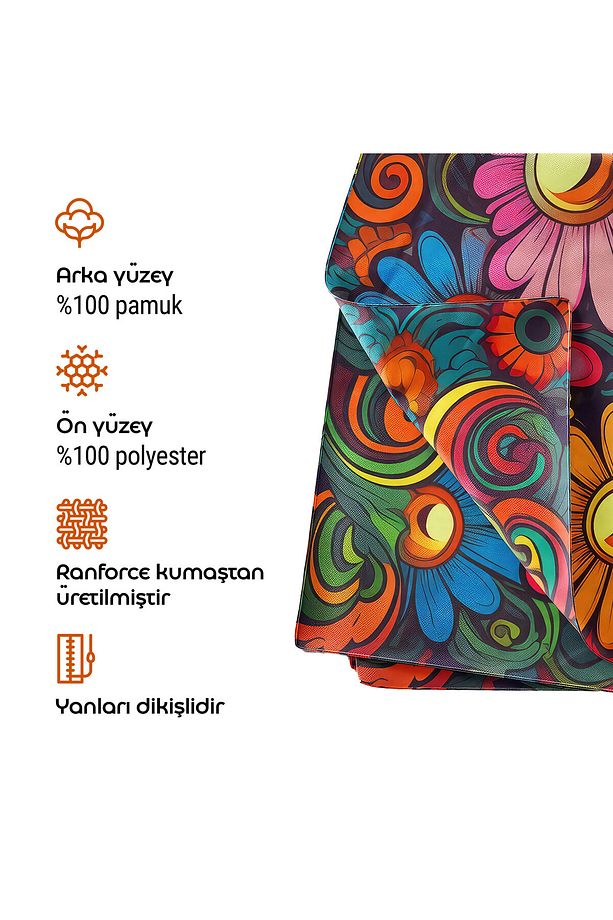 Minimalist Stil Limon Ağacı Duvar Örtüsü - %100 Pamuk Sırtlı, Ranforce Kumaş - Canlı Renkler, - 7