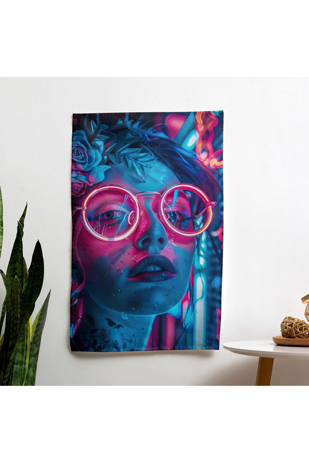 Popart Style Vintage Wall Art - Modern Lightweight Wall Drape with Vibrant Colors - 100% Cotton