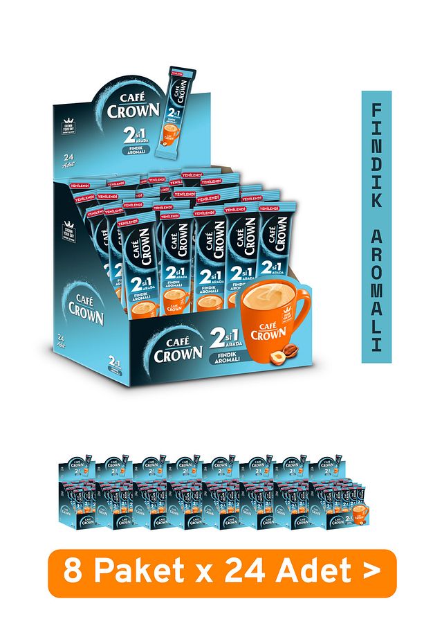 2'si 1 Arada Fındıklı Kahve 11g X 24 Adet X 8 Paket 192 Adet - 1